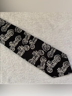 Parquet Motorcycle Print Tie Biker Moto